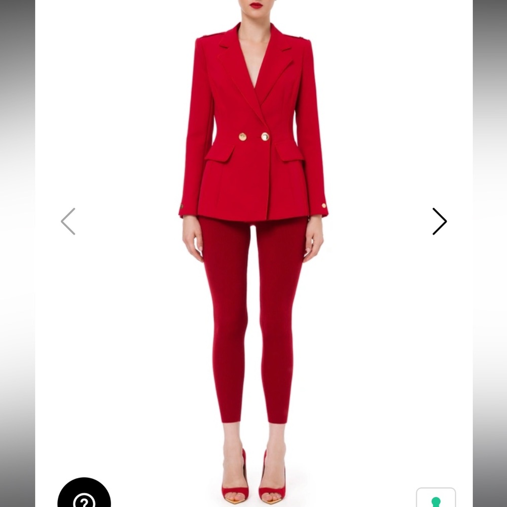 Elisabetta Franchi Red Ribbed Leggings with Waistband size S